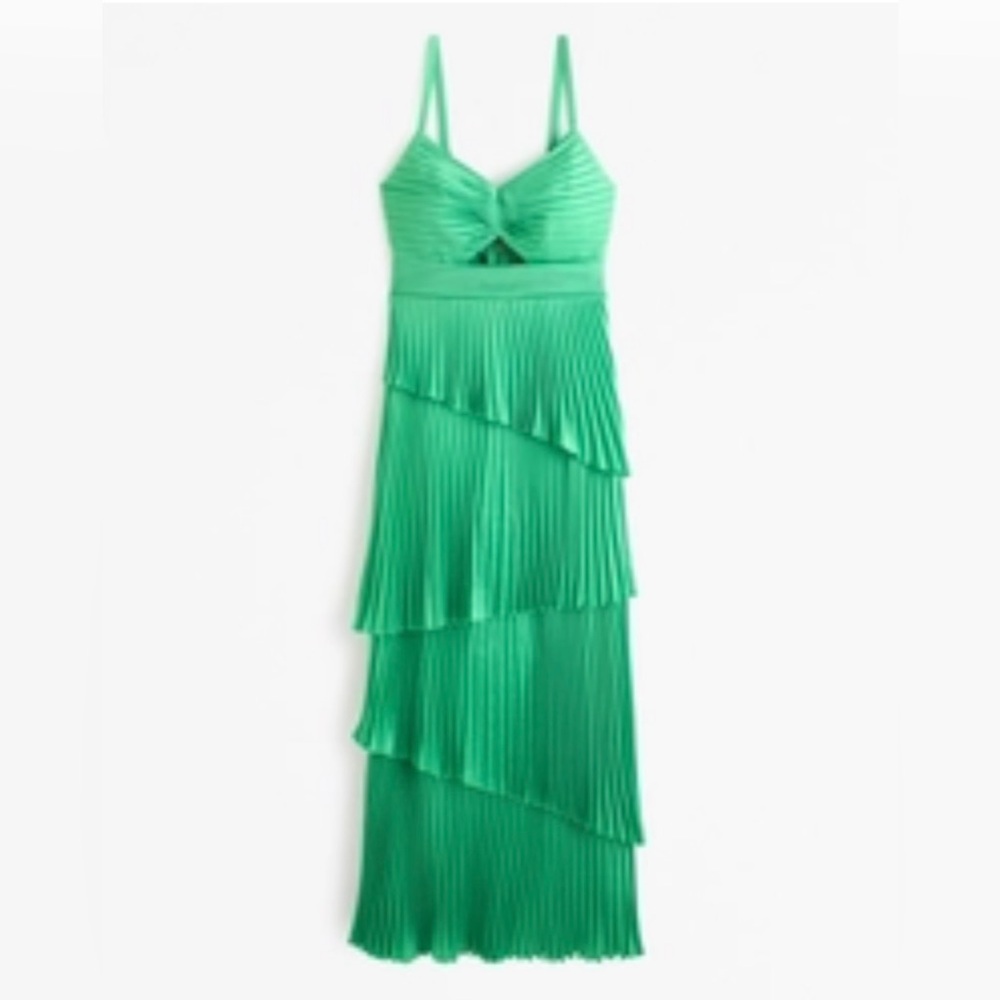 Abercrombie & Fitch Green Pleated Maxi Dress